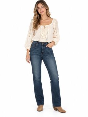 High-Rise Straight Leg Jeans in Dark Blue